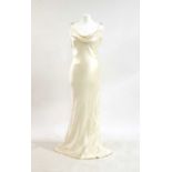 A Caroline Holmes, cream silk long evening dress