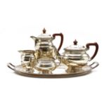 A silver four piece tea-set,