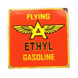 An enamel sign 'Flying Ethyl Gasoline',
