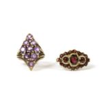 A 9ct gold amethyst cluster ring,