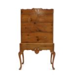 A 19th century pine chest on stand,
