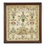 A Victorian needlework sampler by Margaret Elias, 1880,