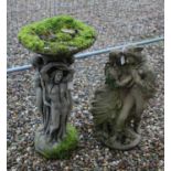 Reconstituted stone bird bath,