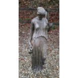 Large reconstituted stone statue of a maiden,