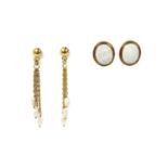 A pair of 9ct gold opal stud earrings,