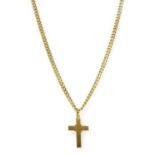 A gold hollow Latin cross pendant,