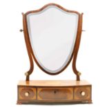 A George III Hepplewhite design inlaid mahogany toilet mirror,