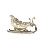 A Continental silver salt modelled as a sleigh,