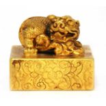 A Chinese gilt bronze seal,