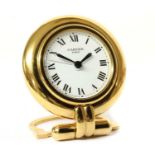 A Must de Cartier 'Colisee' quartz travel alarm clock, c.1993,