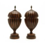 A pair of Robert Adam design mahogany storage urns,