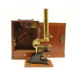 A mahogany cased microscope,
