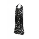 A Roberto Cavali black and white strapless evening dress and scarf