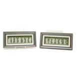 A pair of Wedgwood green Jasperware plaques