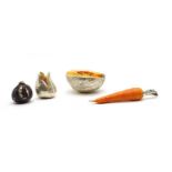 A collection of Italian silver plated and painted fruit and vegetables,