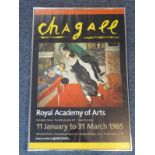 A Marc Chagall colour exhibition poster, Royal Academy of Arts, Burlington House, Piccadilly, 11th