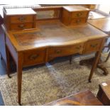 A late 19th/early 20th century lady's oak/pollard oak writing desk; the three-quarter gilt-metal