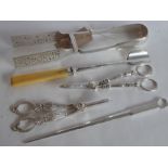 A pair of late 19th century silver-plated scissors with one other early 20th century pair, a pair of