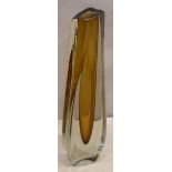 Armando Jacobino for Kumela (Finland); a slender and heavy baluster-shaped Art Glass vase, signed to