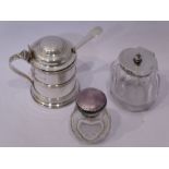 A silver/glass bijouterie group to include an early 20th century hallmarked silver cylindrical