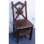 A 19th century metamorphic oak library chair