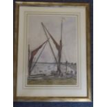 KARL HAGGERDORN (1889-1969), framed and glazed watercolour study 'The Sails of a Thames Barge',