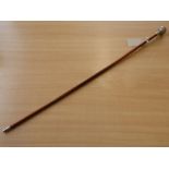 An early / mid 20th century Officer's swagger stick, Shropshire Light Infantry silver mounts,