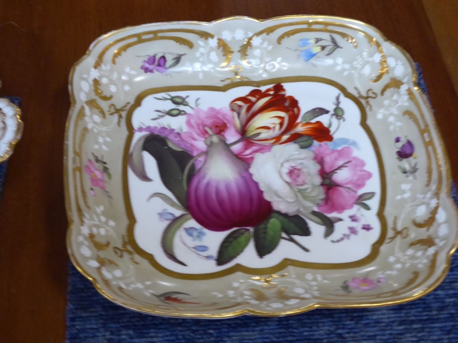 A fine early 19th century Coalport Feltspar porcelain dessert service comprising four square dishes, - Image 26 of 45