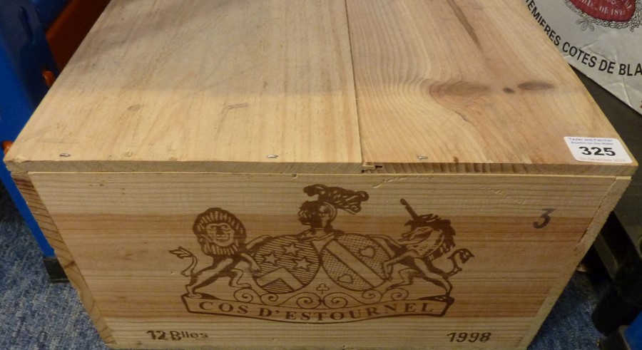 A 12-bottle case of 1998 Château Cos d'Estournel (wooden case)