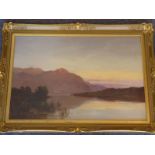 ALFRED de BREANSKI (1852-1928), a gilt-framed and glazed oil on canvas study 'Evening', Skiddaw