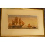 RICHARD HENRY NIBBS (1861-1893) a watercolour study of sail boats on water at sunset; signed lower-