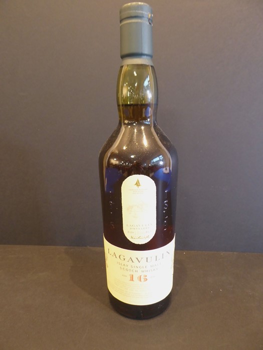 A bottle of Lagavulin 16-year-old single malt whiskyThe Auctioneer states that the bottle is