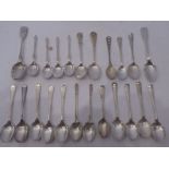 An assortment of 23 hallmarked silver teaspoons to include Japanese examples, four apostle