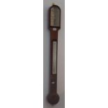 A 19th century walnut-cased stick barometer; the ivory register dial marked for Smith, Beck & Beck
