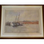 E.E. (EDWARD ENOCH) ANDERSON R.B.A. (1878-1961); a large watercolour study of a sail boat moored