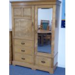 A late 19th century aesthetic-style Hungarian ash compactum; right-hand mirrored door enclosing