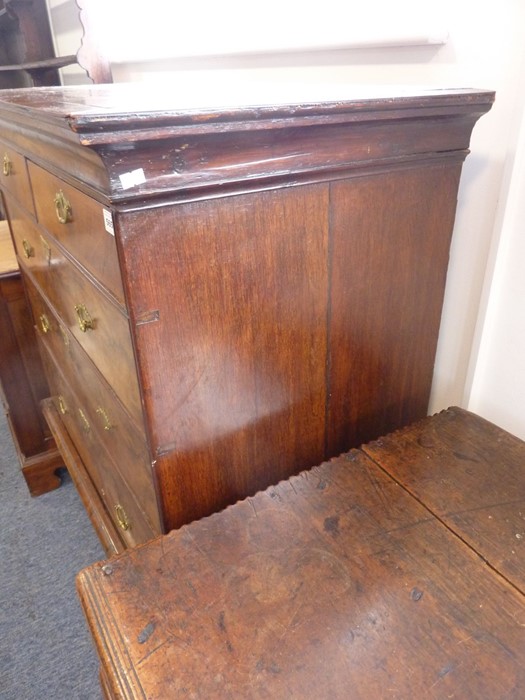 An early 18th century walnut chest-on-stand, two half-width over three full-width graduated - Image 2 of 4