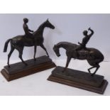 WALTER ROCHE (1847-1921) a pair of 19th century bronze equine studies with riders up; each signed