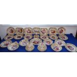 A fine early 19th century Coalport Feltspar porcelain dessert service comprising four square dishes,