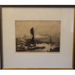 *ANDREW WATSON TURNBULL (b. 1874), a framed and glazed monochrome etching 'St Paul's and the