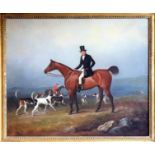 WILLIAM BARRAUD (1810-1850), (attrib.), an early 19th century gilt-framed oil on canvas fox-