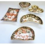 Five Royal Crown Derby trinket trays: Spade – 4.75in, 2451-1950s; Club – 4.5in, 1128-1977;