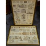 Two parcel-gilt framed and glazed mid-20th century pencil and watercolour studies; one depicting