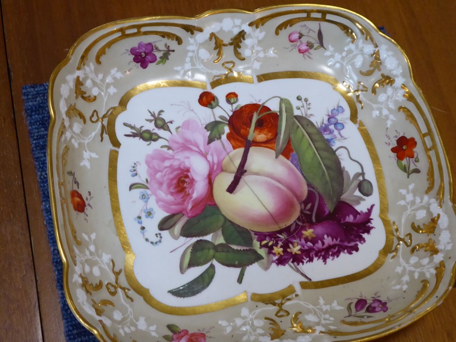 A fine early 19th century Coalport Feltspar porcelain dessert service comprising four square dishes, - Image 28 of 45