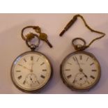 Two early 20th century silver-cased open-faced pocket watches; one by J.W. Benson of London, the