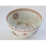 An unusual circa 1775-1780 English porcelain bowl, possibly Lowestoft; hand-decorated with various
