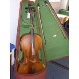 An early 20th century full sized cello; (unlabelled, probably German), the two-piece back of feint