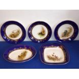 Three early 20th century Royal Worcester cabinet plates together with a similar square plate and