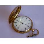 A fine 18-carat yellow-gold-cased full Hunter; white enamel dial with Roman numerals, blued steel