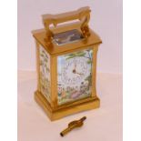A fine and modern gilt-metal carriage clock timepiece in the 19th century style (20th century);